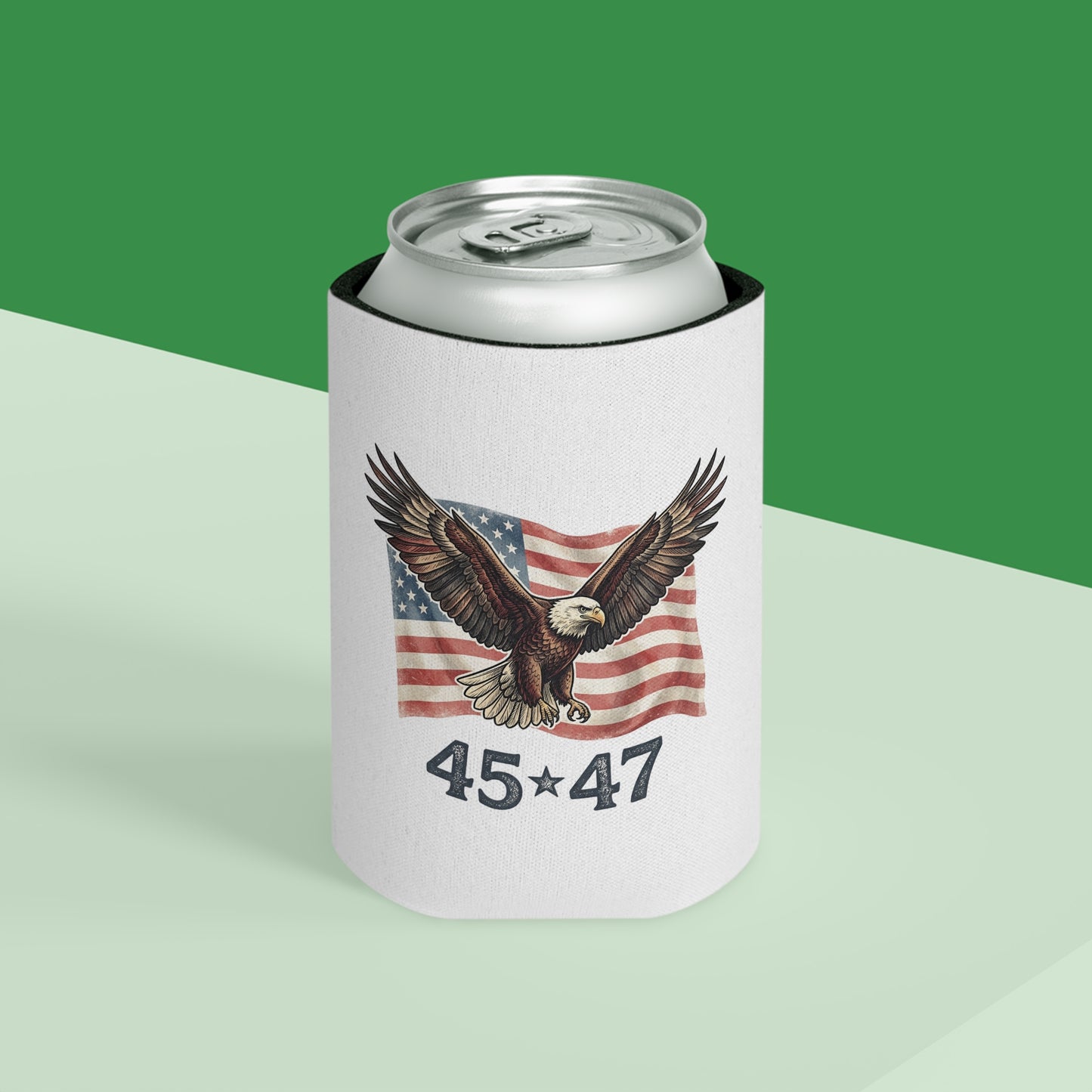 Can Cooler - American Eagle with Flag and "4547" Patriotic Slim Koozie