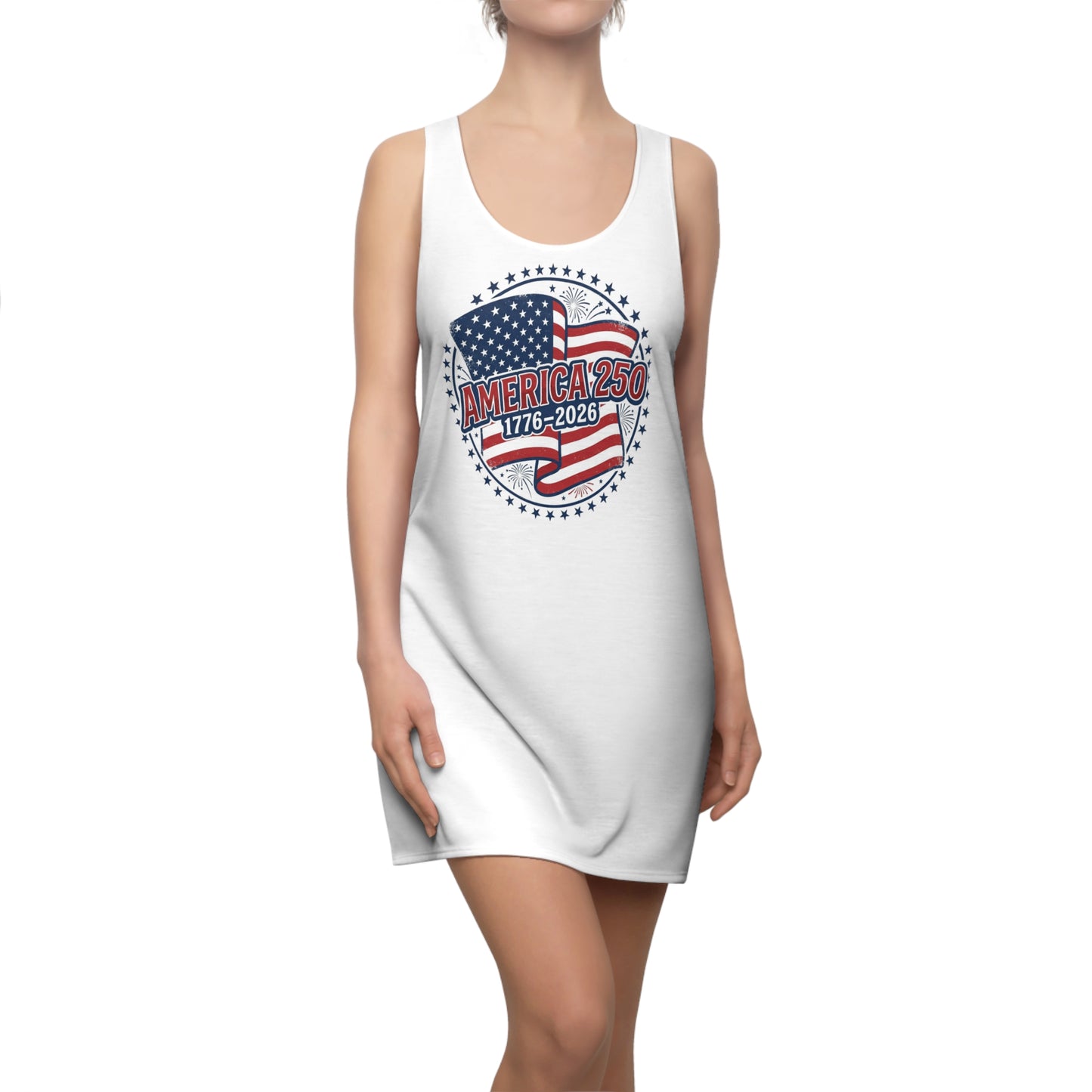 America 250 Racerback Dress – 1776–2026 Patriotic USA Flag Celebration Dress