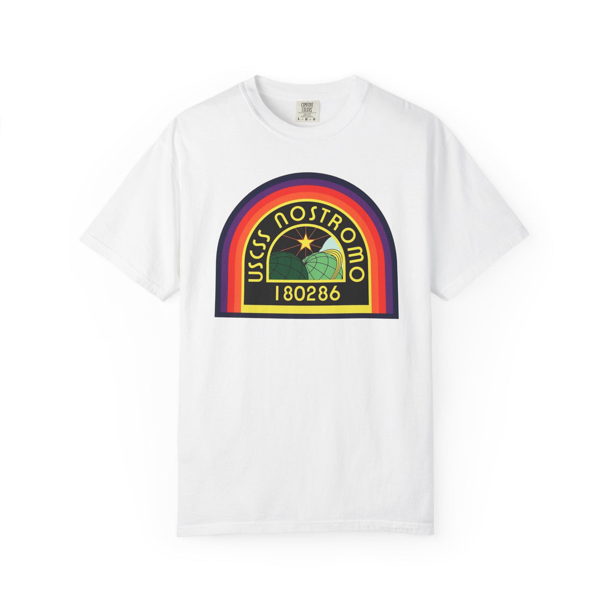 Retro T-Shirt — 'U.S.C.S. NOSTROMO 180286' Vintage Sci‑Fi Logo Tee