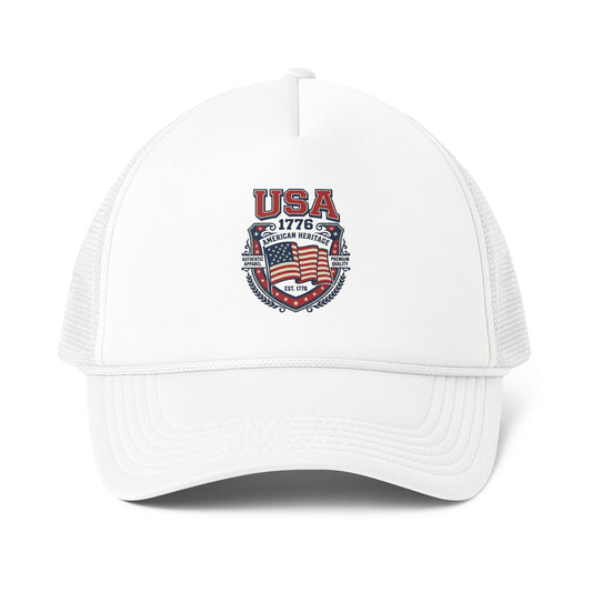 USA 1776 Flag Baseball Cap-White