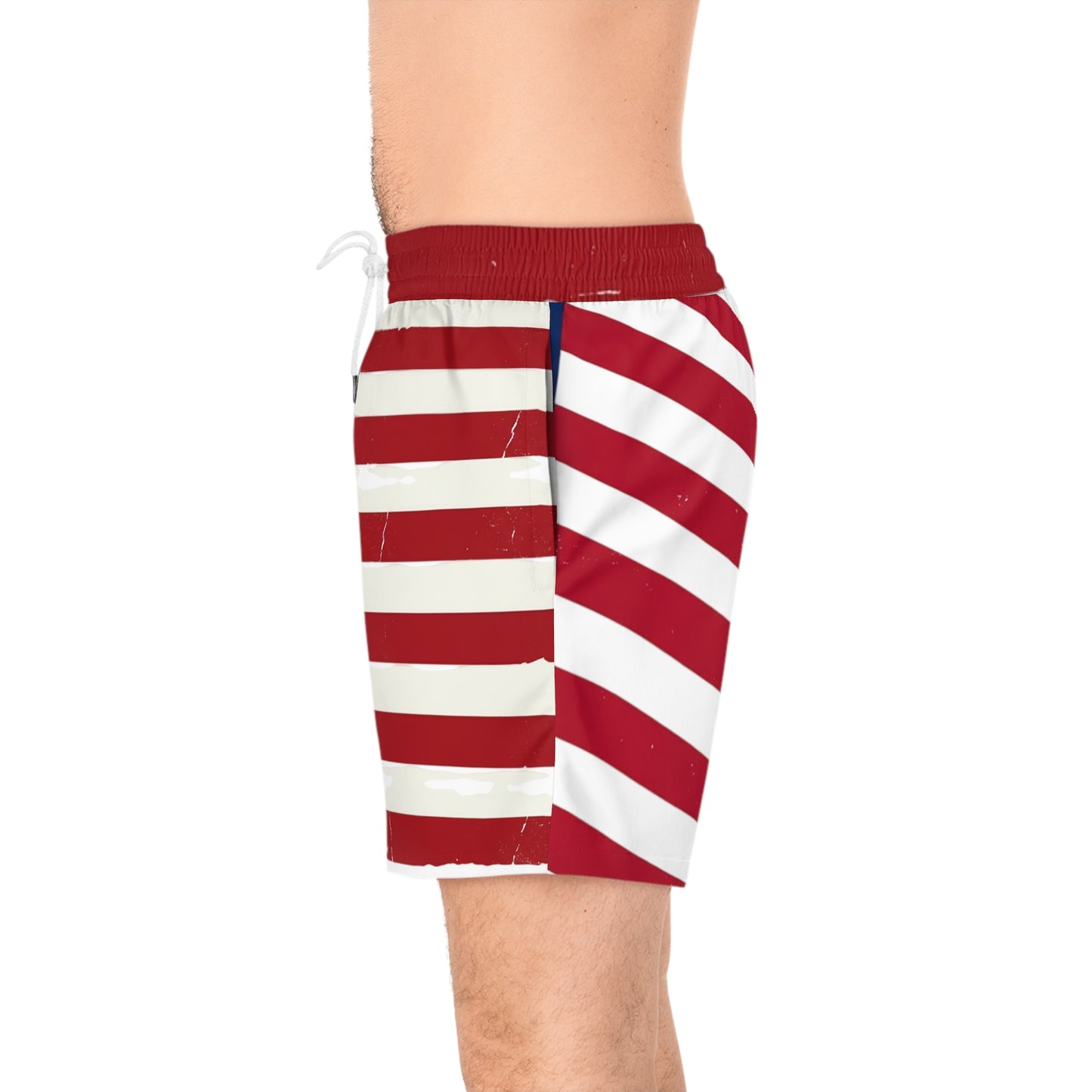 American Flag Swim Shorts — Patriotic Men's Mid-Length Beach Trunks
