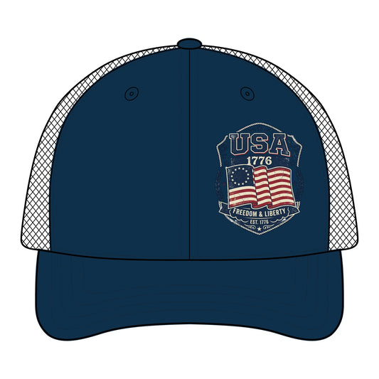 USA Flag Trucker Cap — Freedom & Liberty Mesh Back Hat
