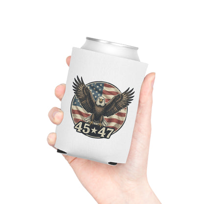 Patriotic Eagle Can Cooler - '4547' American Flag Beer Koozie