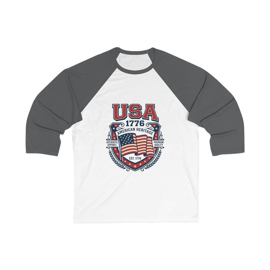 USA 1776 Baseball Tee — Patriotic American Flag Raglan Shirt