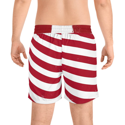 American Flag Swim Shorts — Patriotic Men's Mid-Length Beach Trunks