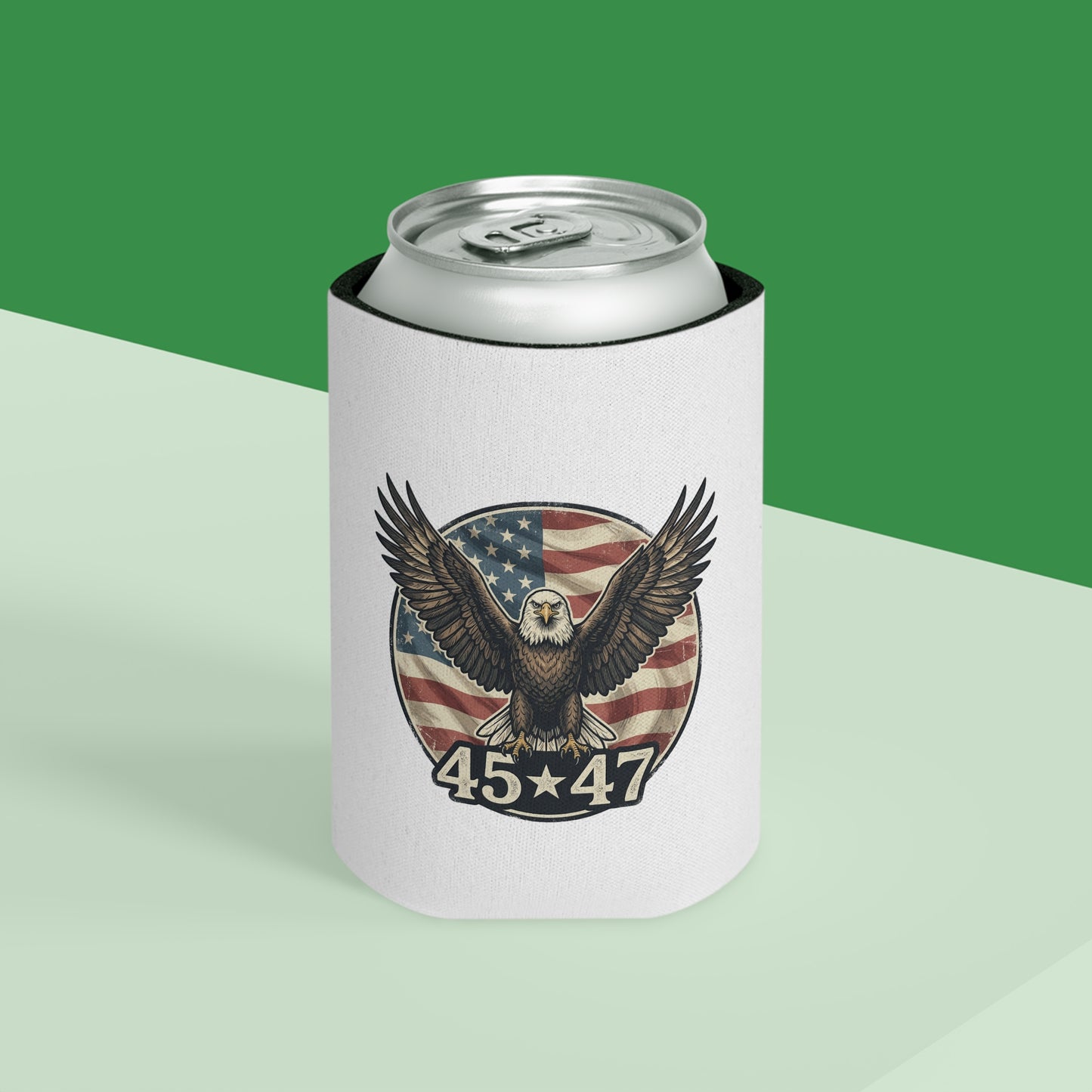Patriotic Eagle Can Cooler - '4547' American Flag Beer Koozie