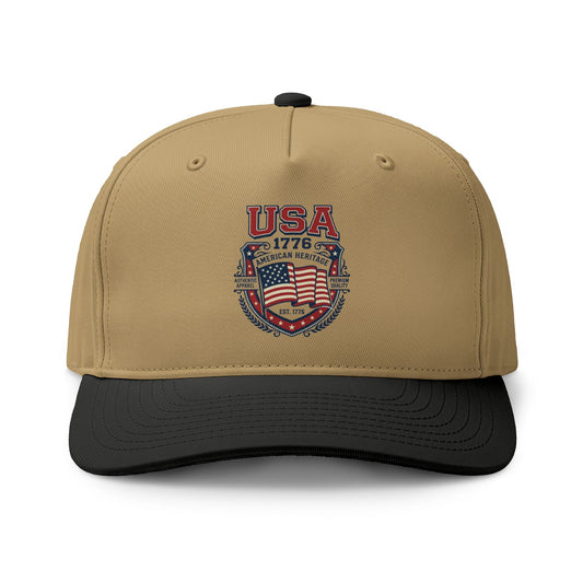 USA 1776 Flag Shield Two-Tone Cap — Patriotic Baseball Hat